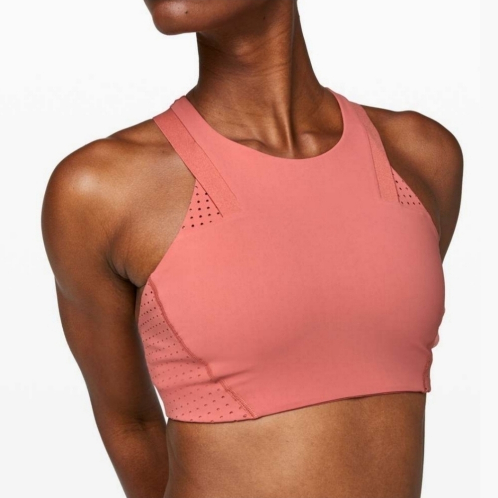 Lululemon x Fly Wheel Pink Graphic Mesh Racerback Bootcamp Ready Sports Bra